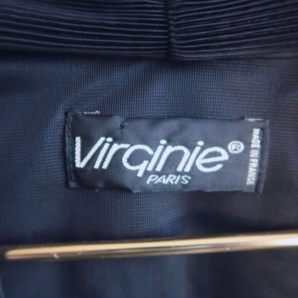 Vtg VIRGINIE PARIS Black Micropleat Jacket Size 2X-3X Longline Plisse Lettuce - Picture 9 of 10